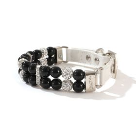 Pet Supplies Pearl Collar Traction Rope (Color: Leucorrhea and black beads, size: S)