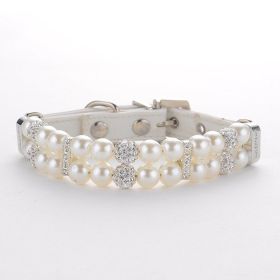 Pet Supplies Pearl Collar Traction Rope (Color: White, size: M)